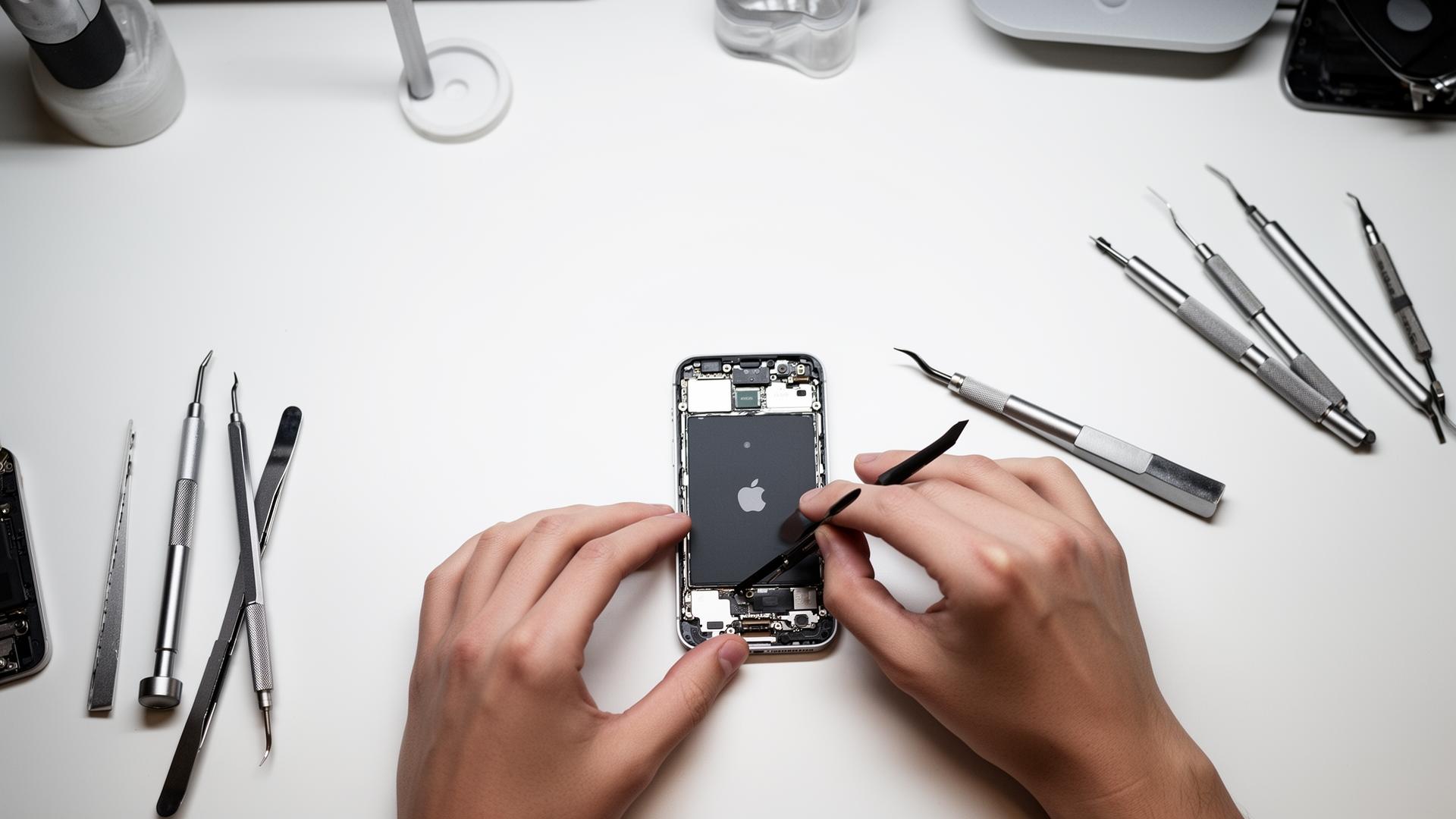 Technician repairing an iPhone